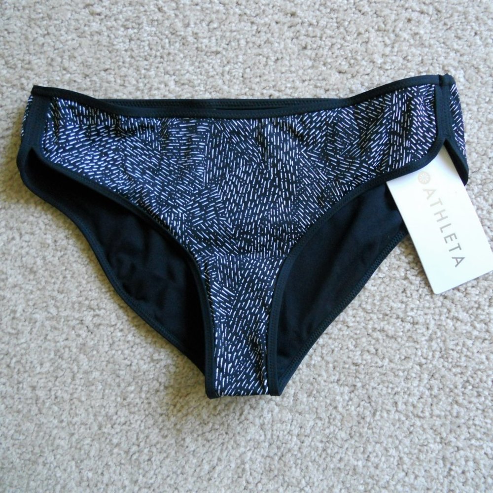 Athleta Black Sands Mid Rise Bikini Bottom size XS